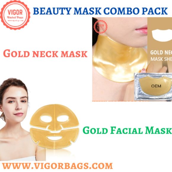 Gold 24k collagen neck mask & Hydra Face lift Gold Aloe Extract Collagen Facial - Picture 1 of 9